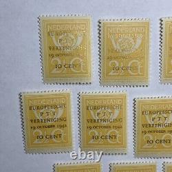 Timbre néerlandais de 1943 n°244 MNH MH OG avec surcharge dorée - Lot d'investissement de 9 timbres