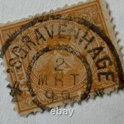 Timbre néerlandais de 3 cents de 1899 avec le numéro 40 et l'annulation Mrt S-gravenhage Son.