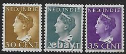 Timbres des Indes néerlandaises de 1941 NVPH 278-280 MLH VF VALEUR CATALOGUE 300 $