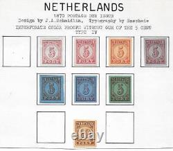 Timbres des Pays-Bas 1870 NVPH DUE P1 / 8 Épreuves de couleur UNG VF / GRANDE VALEUR